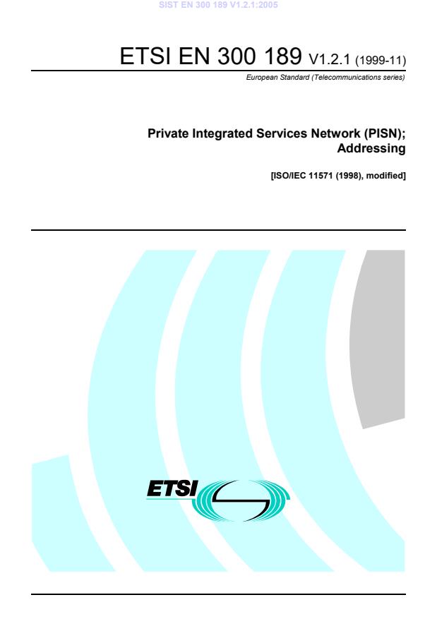ETSI EN 300 189 V1.2.1 (1999-11) - Private Integrated Services Network ...