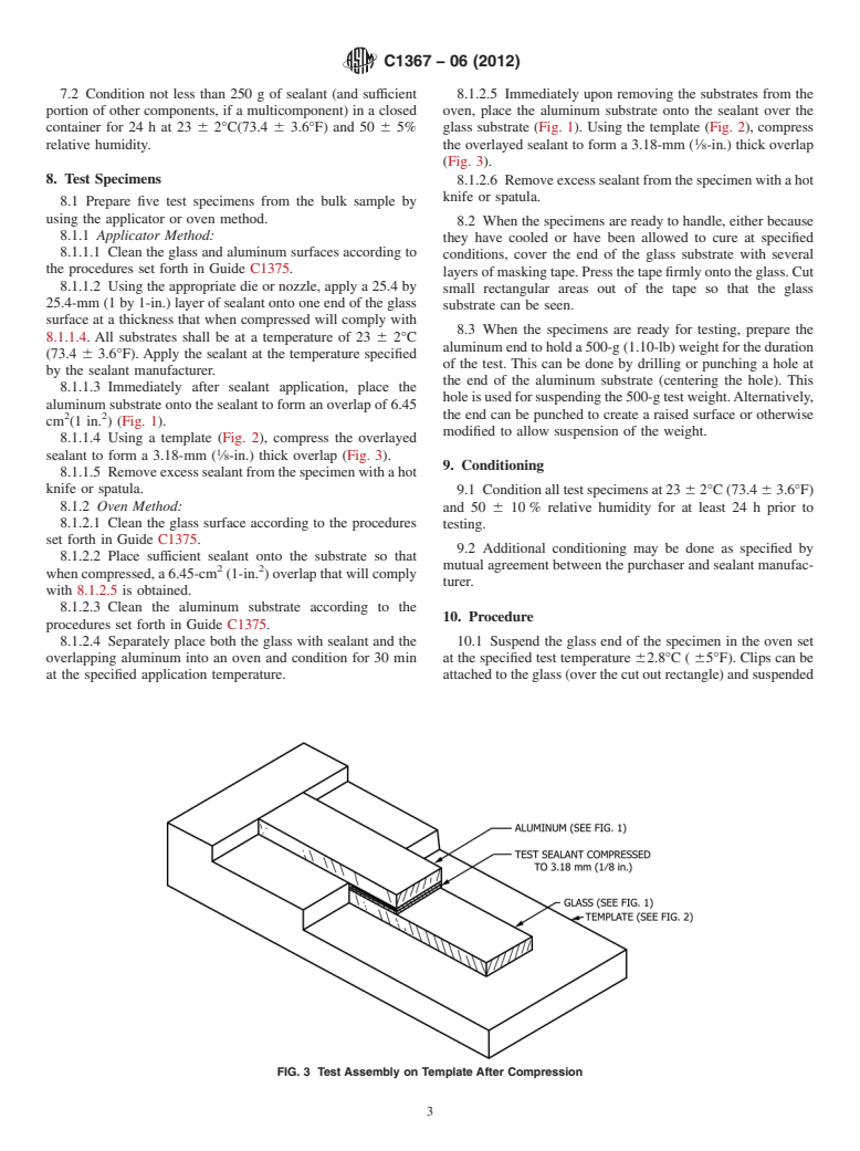 ASTM C1367-06(2012) - Standard Test Method for Dead Load Resistance of a Sealant in Elevated Temperatures