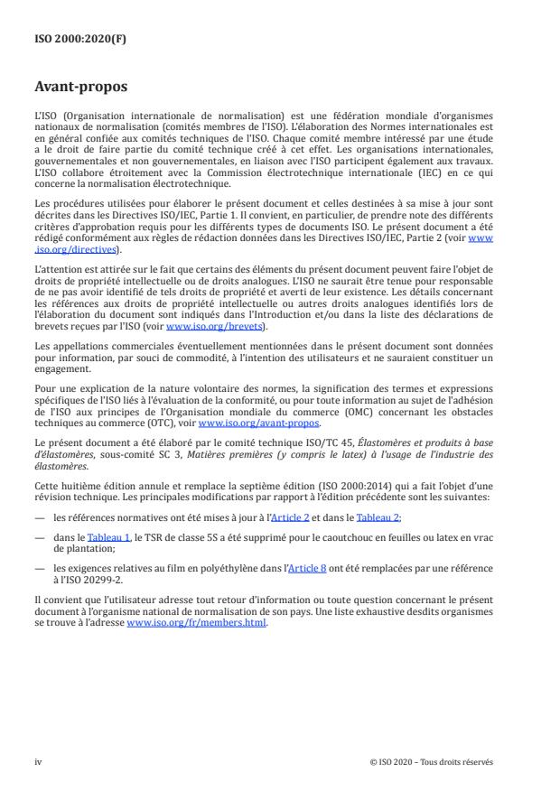 ISO 2000:2020 ISO 2000:2020 - Caoutchouc naturel brut -- Lignes directrices pour la spécification de caoutchoucs spécifiés techniquement (TSR) - Page 4 preview