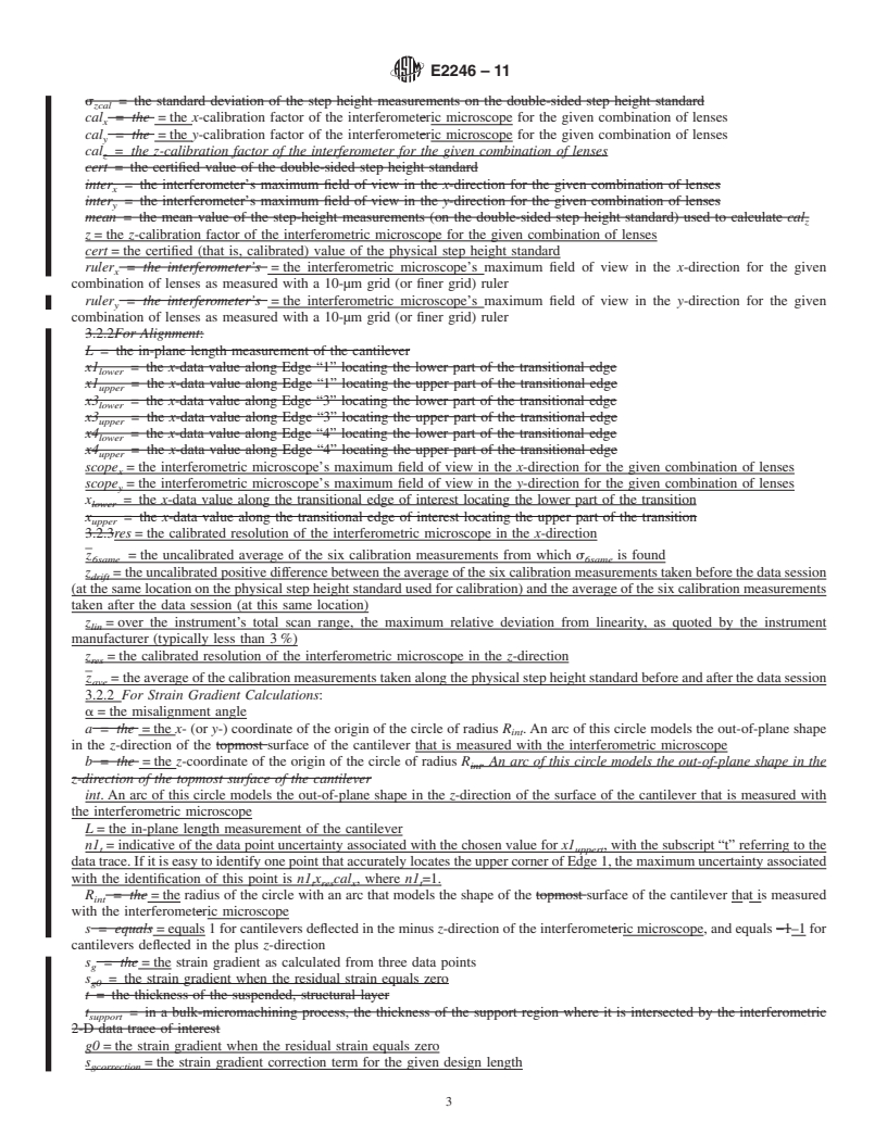 REDLINE ASTM E2246-11 - Standard Test Method for Strain Gradient Measurements of Thin, Reflecting Films Using an Optical Interferometer