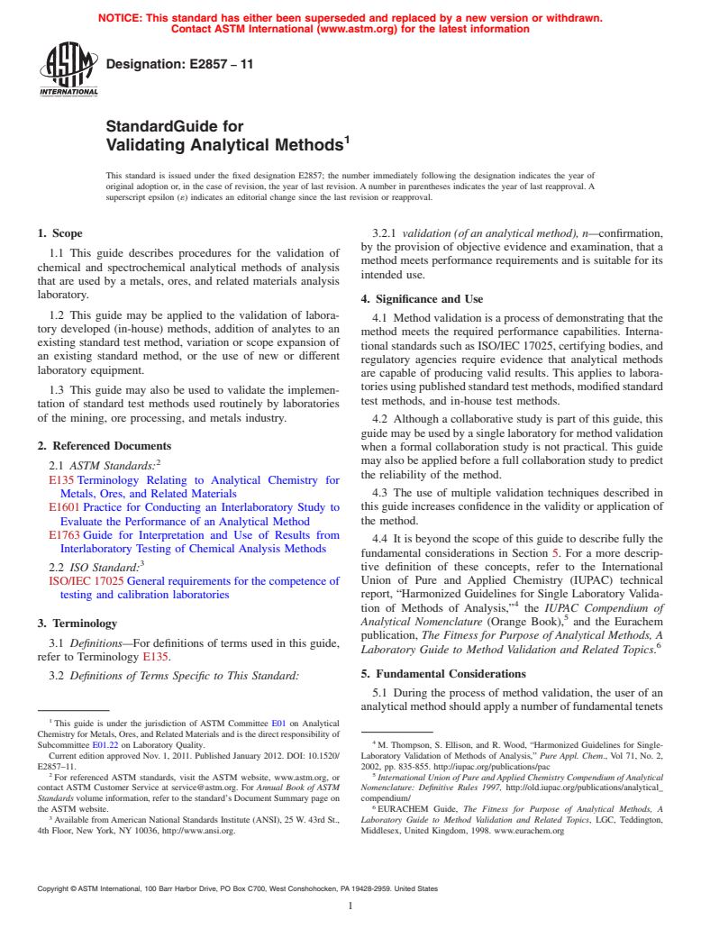 ASTM E2857-11 - Standard Guide for Validating Analytical Methods