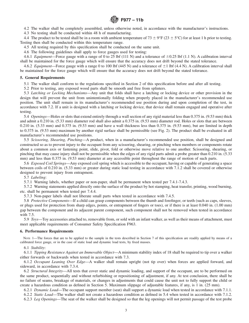 REDLINE ASTM F977-11b - Standard Consumer Safety Specification for Infant Walkers