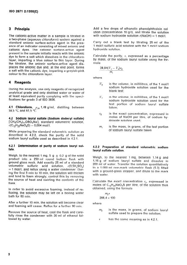 ISO 2871-2:1990 ISO 2871-2:1990 - Surface active agents -- Detergents -- Determination of cationic-active matter content - Page 4 preview