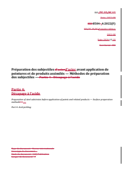 REDLINE ISO 8504-4:2022 - Préparation des subjectiles d'acier avant application de peintures et de produits assimilés — Méthodes de préparation des subjectiles — Partie 4: Décapage à l'acide
Released:9. 01. 2025 - Page 1 preview