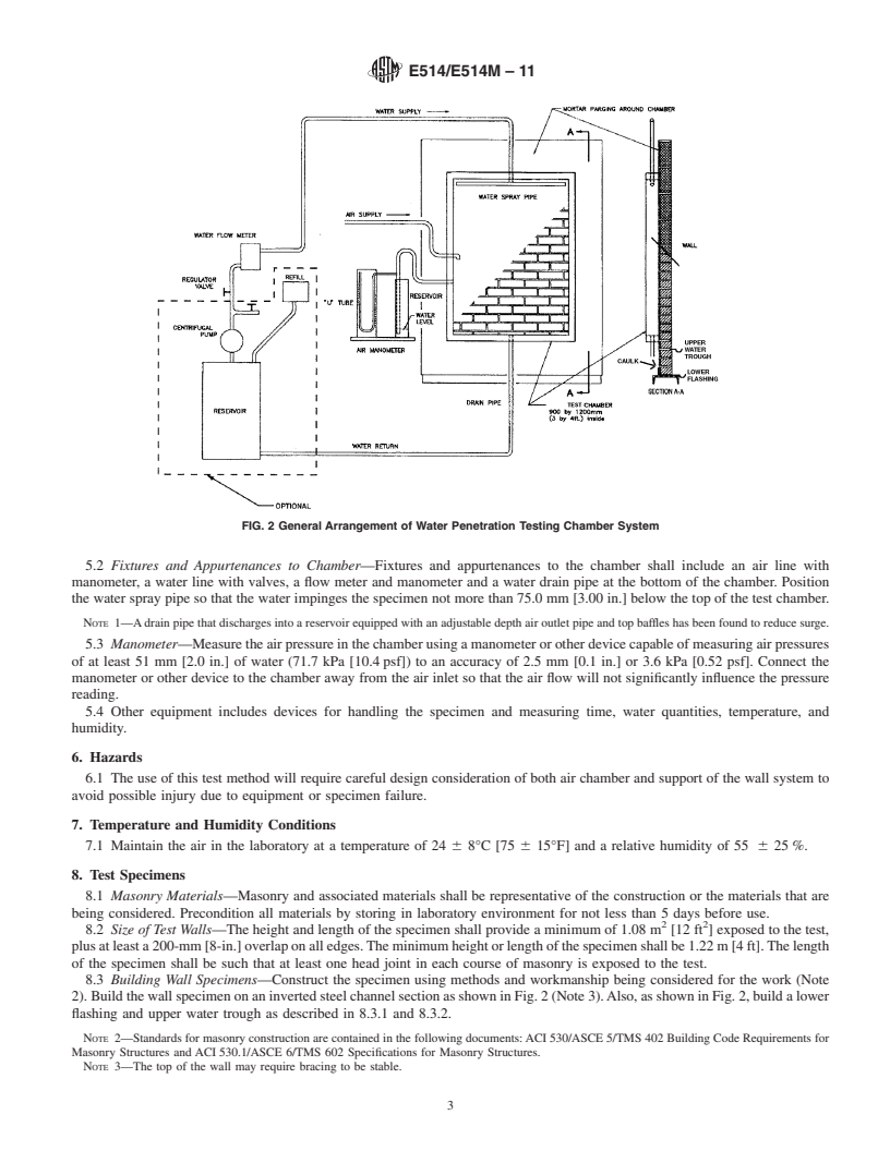 REDLINE ASTM E514/E514M-11 - Standard Test Method for  Water Penetration and Leakage Through Masonry