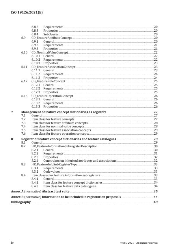 ISO 19126:2021 - Geographic information -- Feature concept dictionaries and registers - Page 4 preview