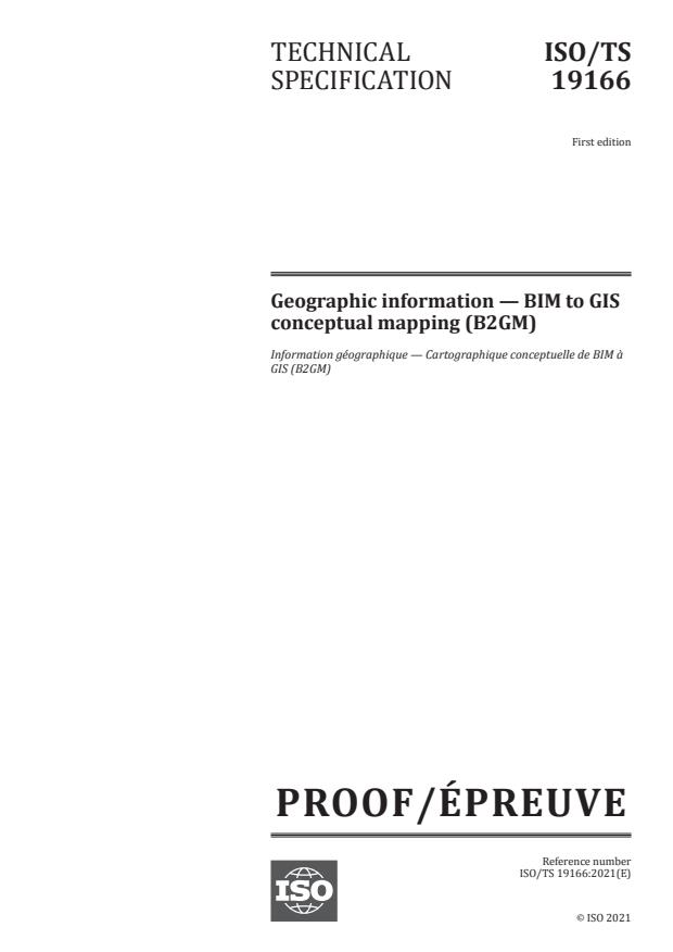 ISO/PRF TS 19166:Version 13-mar-2021 - Geographic information -- BIM to GIS conceptual mapping (B2GM)