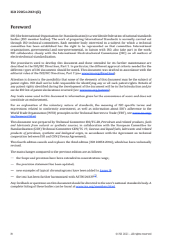 ISO 22854:2021 - Liquid petroleum products — Determination of hydrocarbon types and oxygenates in automotive-motor gasoline and in ethanol (E85) automotive fuel — Multidimensional gas chromatography method
Released:7/21/2021 - Page 4 preview