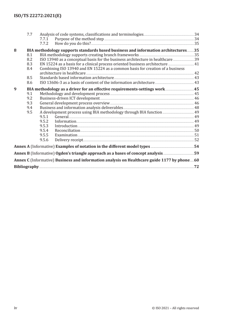 ISO/TS 22272:2021 ISO/TS 22272:2021 - Health Informatics - Methodology for analysis of business and information needs of health enterprises to support standards based architectures
Released:1/20/2021 - Page 4 preview