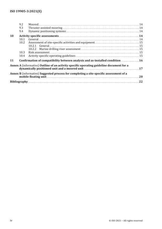ISO 19905-3:2021 ISO 19905-3:2021 - Petroleum and natural gas industries -- Site-specific assessment of mobile offshore units - Page 4 preview