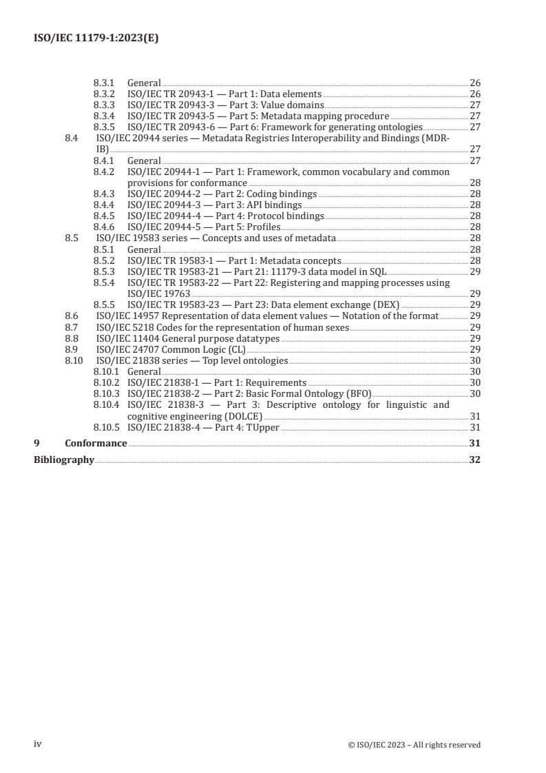 ISO/IEC 11179-1:2023 ISO/IEC 11179-1:2023 - Information technology — Metadata registries (MDR) — Part 1: Framework
Released:16. 01. 2023 - Page 4 preview