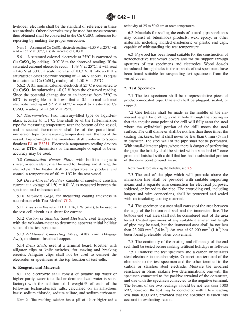 ASTM G42-11 - Standard Test Method for  Cathodic Disbonding of Pipeline Coatings Subjected to Elevated Temperatures