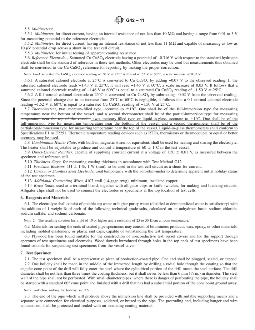 REDLINE ASTM G42-11 - Standard Test Method for  Cathodic Disbonding of Pipeline Coatings Subjected to Elevated Temperatures