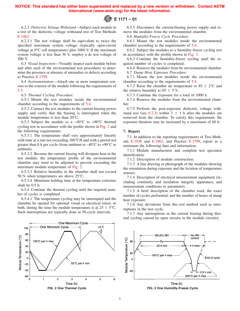 ASTM E1171-01 - Standard Test Method for Photovoltaic Modules in Cyclic Temperature and Humidity Environments