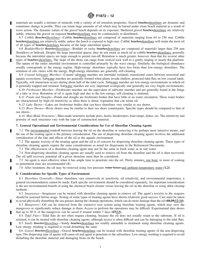 REDLINE ASTM F1872-12 - Standard Guide for Use of Chemical Shoreline Cleaning Agents: Environmental and Operational Considerations