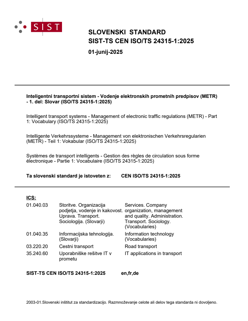 TS CEN ISO/TS 24315-1:2025 - BARVE
