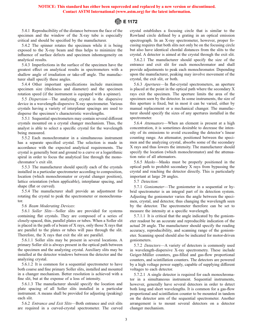 ASTM E1172-87(2001) - Standard Practice for Describing and Specifying a Wavelength-Dispersive X-Ray Spectrometer