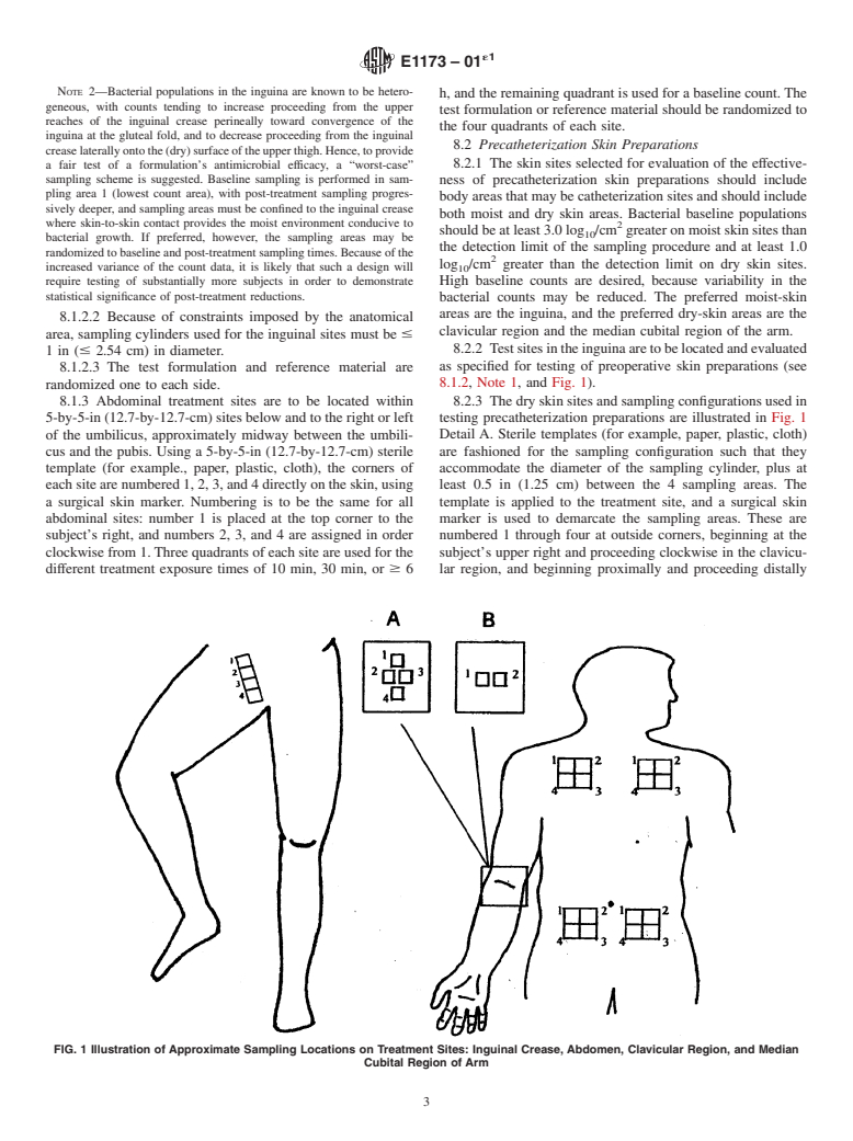 ASTM E1173-01e1 - Standard Test Method of a Evaluation of a Preoperative, Precatheterization, or Preinjection Skin Preparations