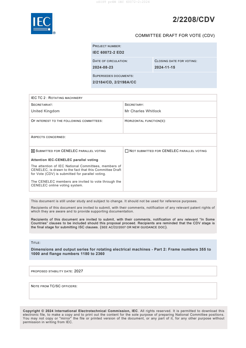 EN IEC 60072-2:2025 prEN IEC 60072-2:2024 - BARVE