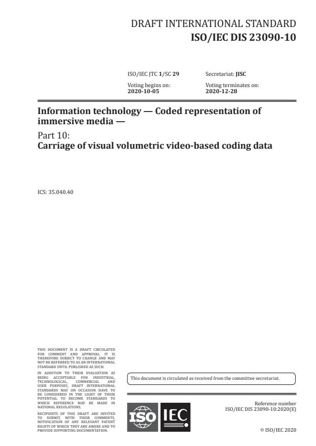 ISO/IEC DIS 23090-10