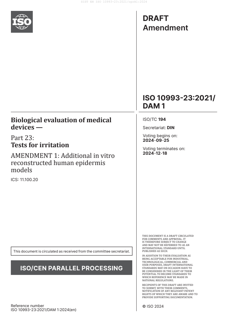 EN ISO 10993-23:2021/oprA1:2024