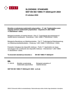 EN ISO 10993-17:2023/A1:2025 EN ISO 10993-17:2024/oprA1:2024 - Page 1 preview