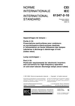 IEC 61347-2-10:2000 - Lamp controlgear - Part 2-10: Particular requirements for electronic invertors and convertors for high-frequency operation of cold start tubular discharge lamps (neon tubes) - Page 3 preview