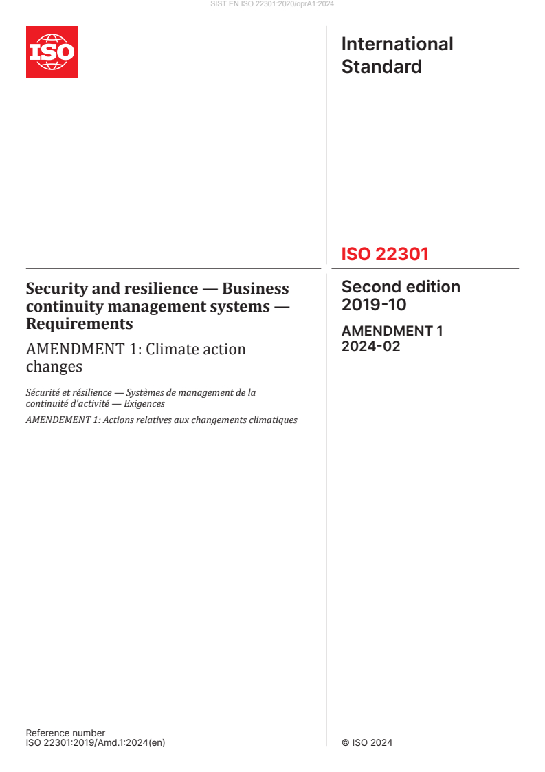EN ISO 22301:2020/oprA1:2024