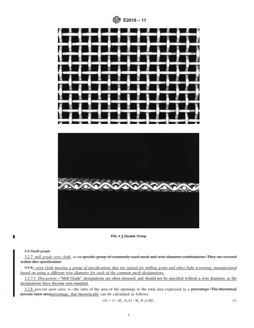 REDLINE ASTM E2016-11 - Standard Specification for Industrial Woven Wire Cloth