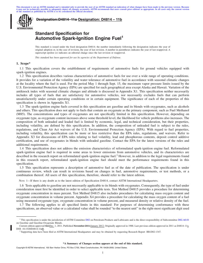 REDLINE ASTM D4814-11b - Standard Specification for Automotive Spark-Ignition Engine Fuel