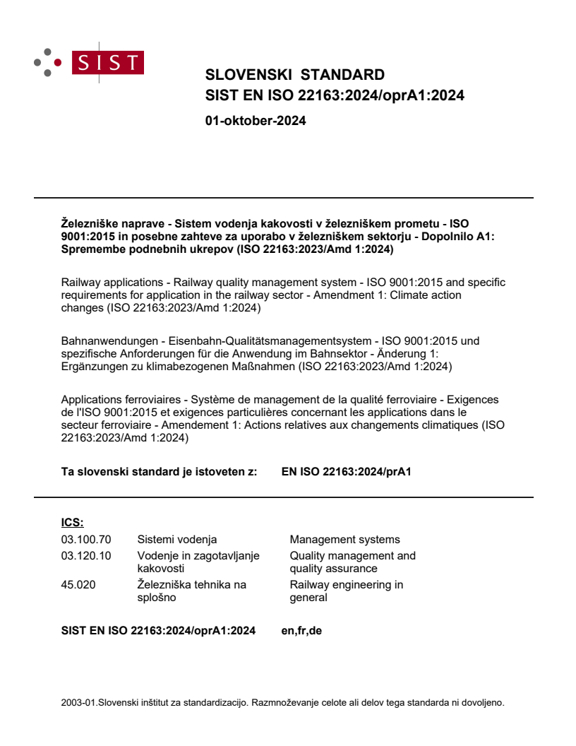 EN ISO 22163:2024/oprA1:2024