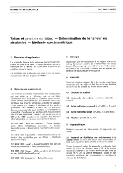 ISO 2881:1992 ISO 2881:1992 - Tabac et produits du tabac — Détermination de la teneur en alcaloïdes — Méthode spectrométrique
Released:8/20/1992 - Page 3 preview