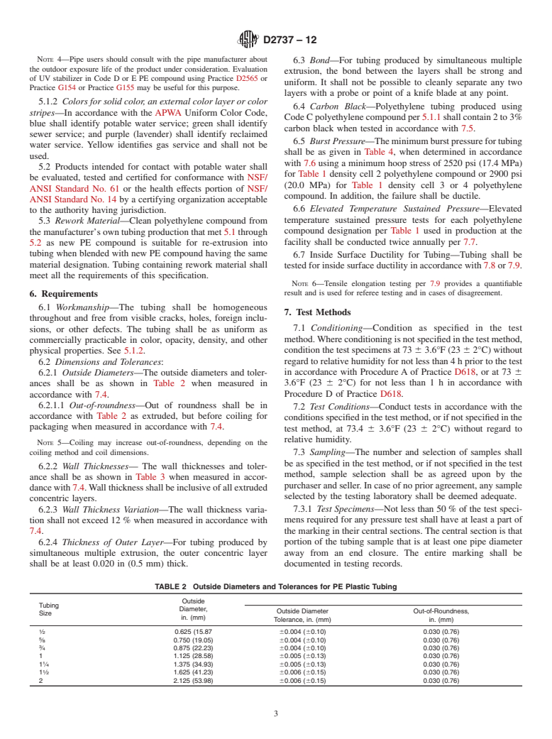 ASTM D2737-12 - Standard Specification for  Polyethylene (PE) Plastic Tubing