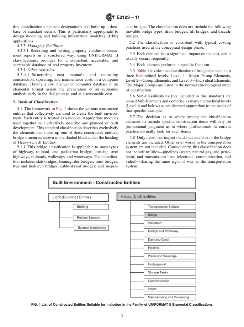 ASTM E2103-11 - Standard Classification for Bridge Elements&mdash;UNIFORMAT II