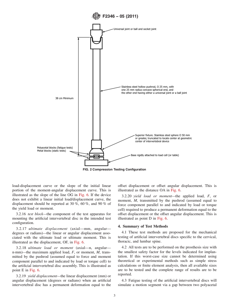 ASTM F2346-05(2011) - Standard Test Methods for Static and Dynamic Characterization of Spinal Artificial Discs