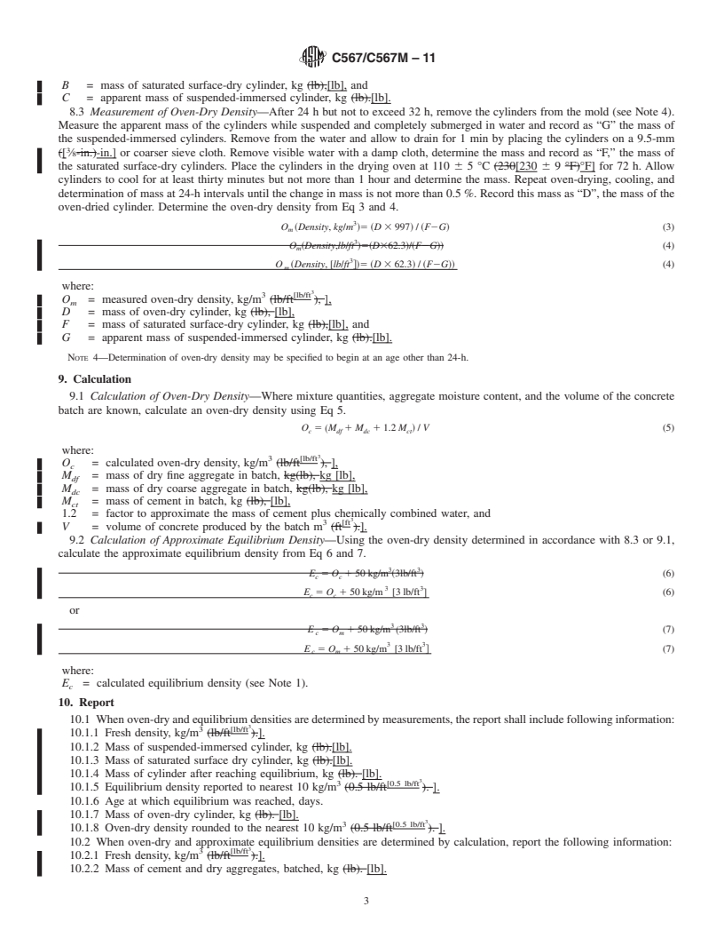 REDLINE ASTM C567/C567M-11 - Standard Test Method for  Determining Density of Structural Lightweight Concrete