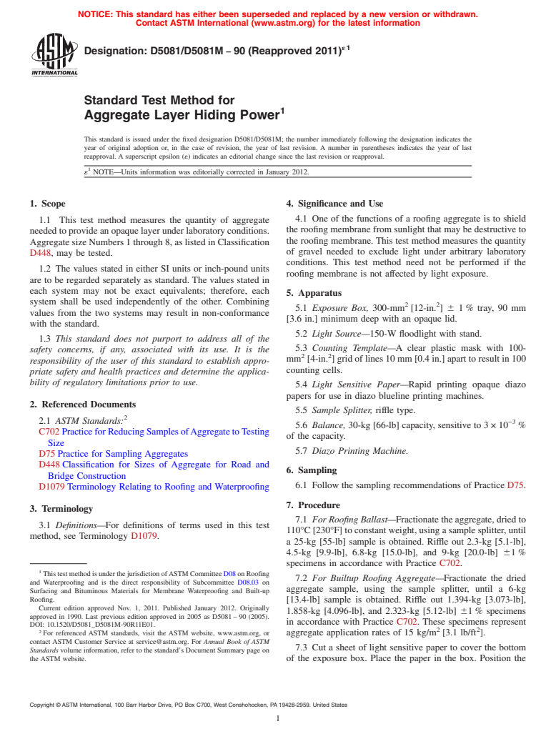 ASTM D5081/D5081M-90(2011)e1 - Standard Test Method for Aggregate Layer Hiding Power