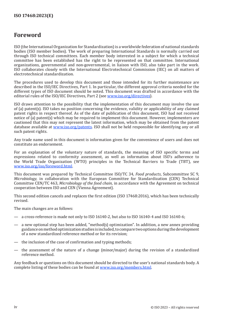 ISO 17468:2023 ISO 17468:2023 - Microbiology of the food chain — Technical requirements and guidance on the establishment or revision of a standardized reference method
Released:13. 11. 2023 - Page 4 preview