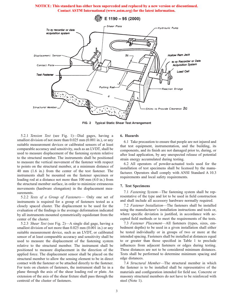 ASTM E1190-95(2000) - Standard Test Methods for Strength of Power-Actuated Fasteners Installed in Structural Members