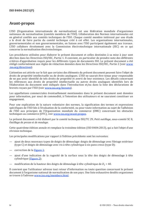 ISO 8404:2021 ISO 8404:2021 - Outillage de moulage -- Doigts de démoulage - Page 4 preview