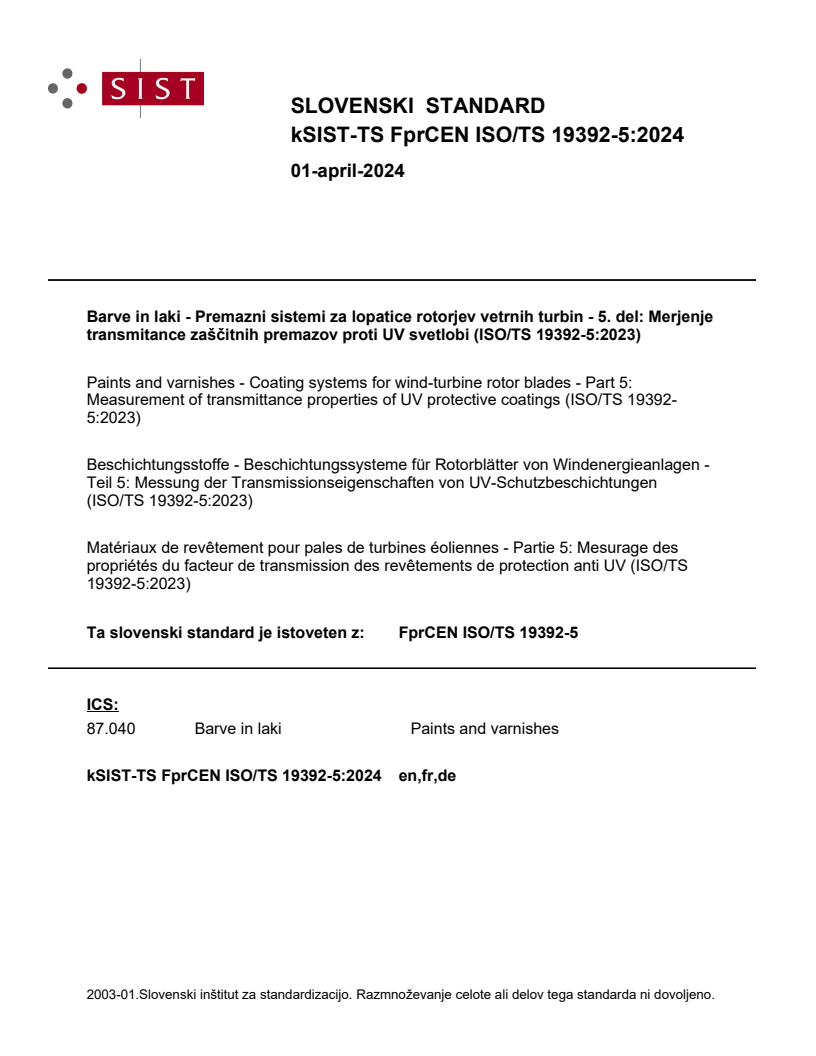 kTS FprCEN ISO/TS 19392-5:2024