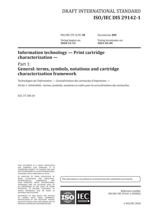 ISO/IEC DIS 29142-1