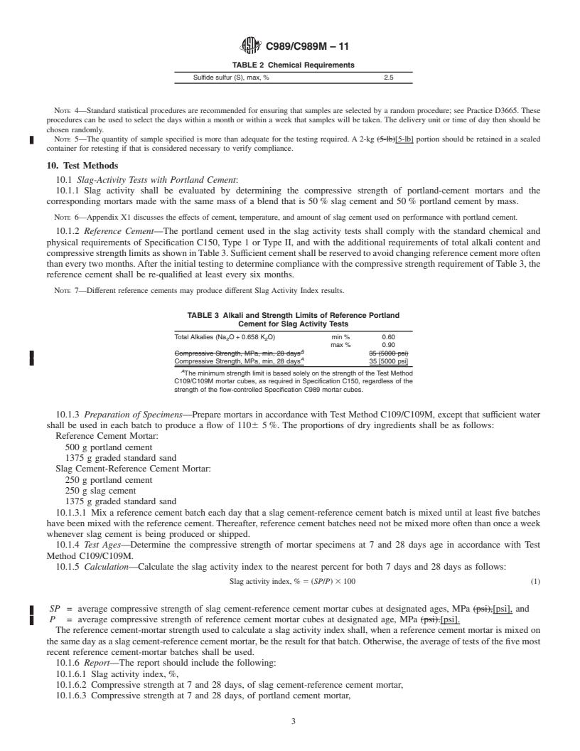 REDLINE ASTM C989/C989M-11 - Standard Specification for   Slag Cement for Use in Concrete and Mortars