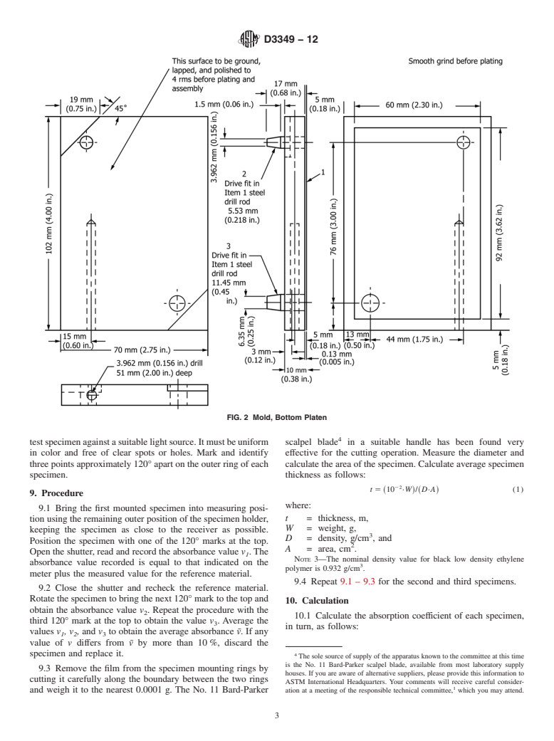 ASTM D3349-12 - Standard Test Method for  Absorption Coefficient of Ethylene Polymer Material Pigmented with Carbon Black