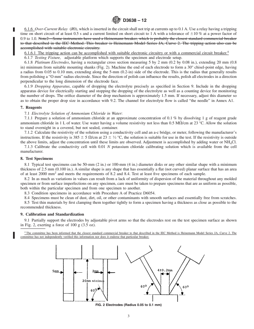 REDLINE ASTM D3638-12 - Standard Test Method for  Comparative Tracking Index of Electrical Insulating Materials