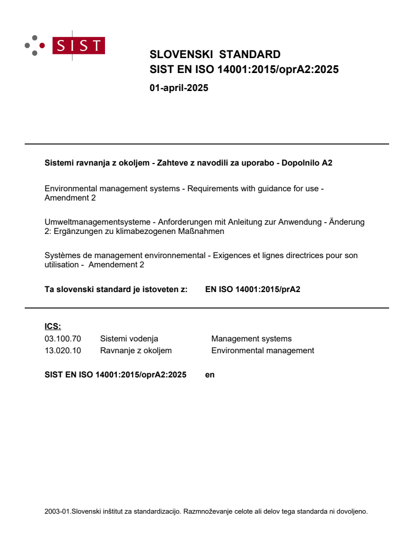 EN ISO 14001:2015/oprA2:2025