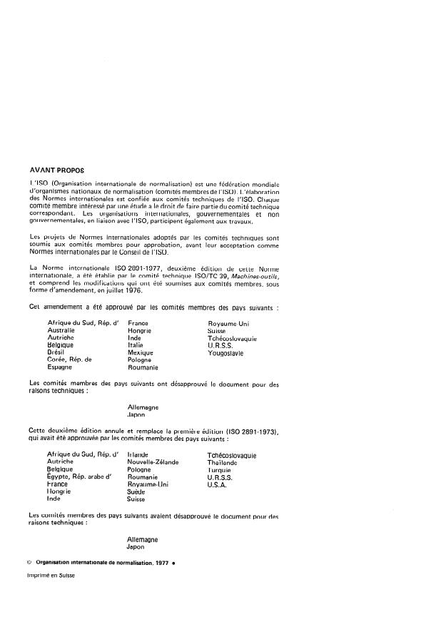 ISO 2891:1977 ISO 2891:1977 - Éléments standard pour la construction des machines-outils -- Bâtis centraux et montants - Page 2 preview