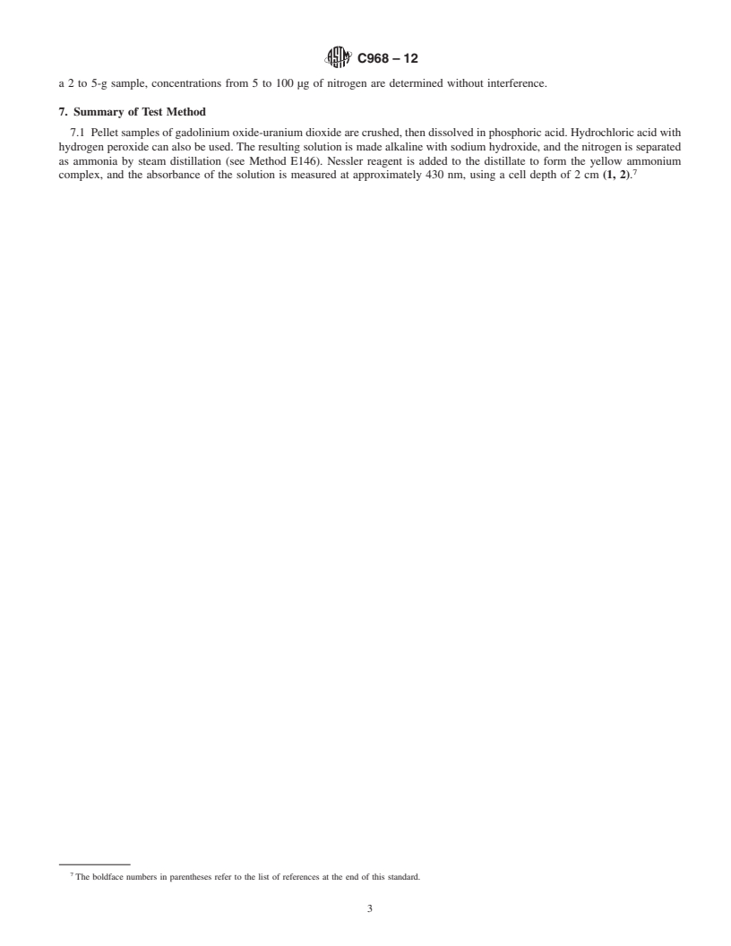 REDLINE ASTM C968-12 - Standard Test Methods for Analysis of Sintered Gadolinium Oxide-Uranium Dioxide Pellets