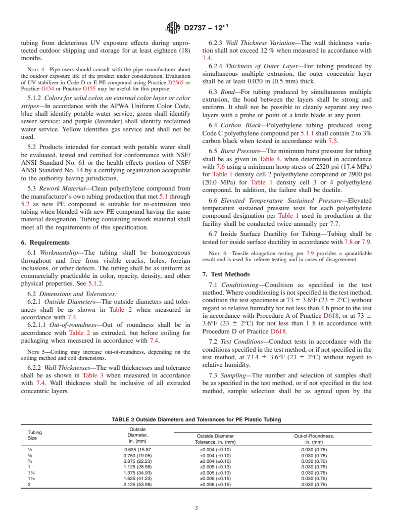 ASTM D2737-12e1 - Standard Specification for  Polyethylene (PE) Plastic Tubing