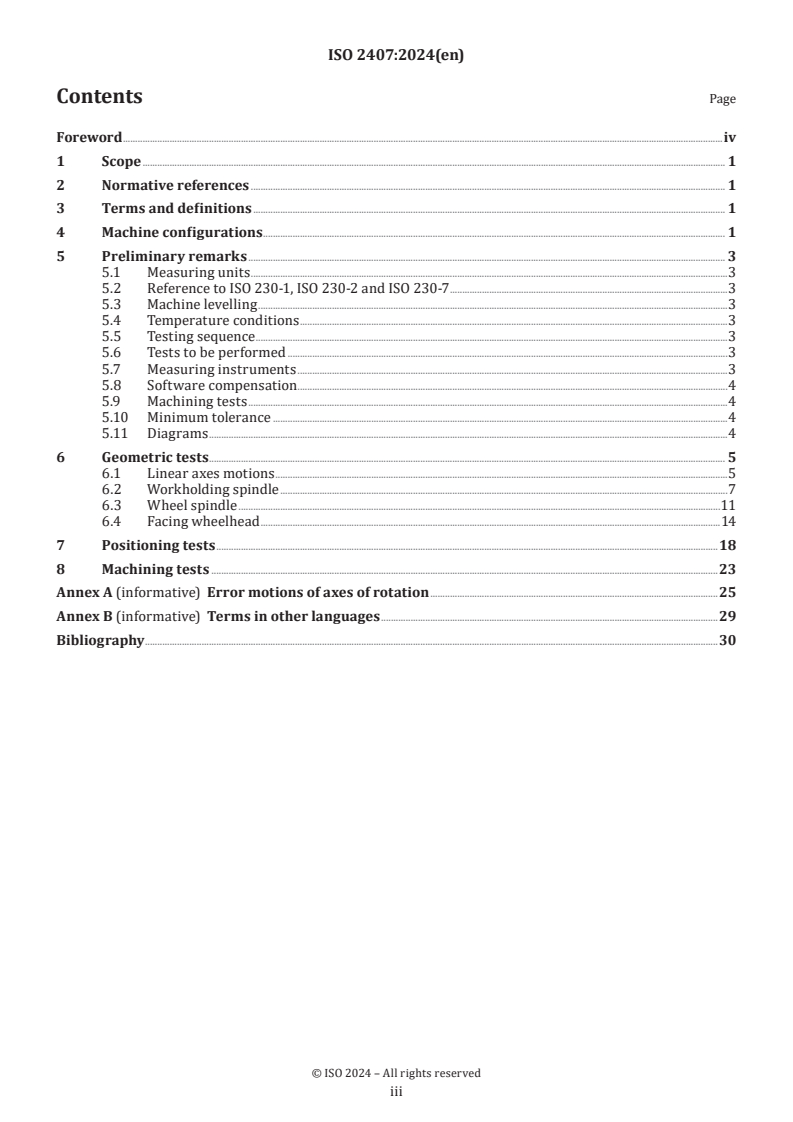 ISO 2407:2024 - Test conditions for internal cylindrical grinding machines with horizontal spindle — Testing of accuracy
Released:30. 08. 2024